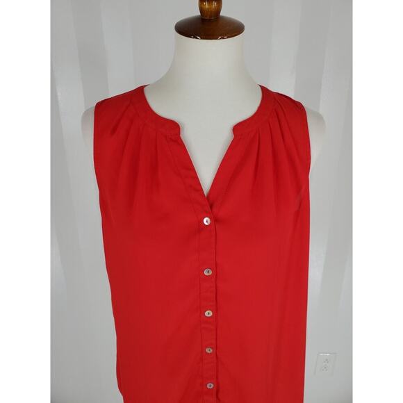 DANIEL RAINN Women's Pinkish Red Sleeveless Button Up Sheer Top Sz S - Picture 5 of 9